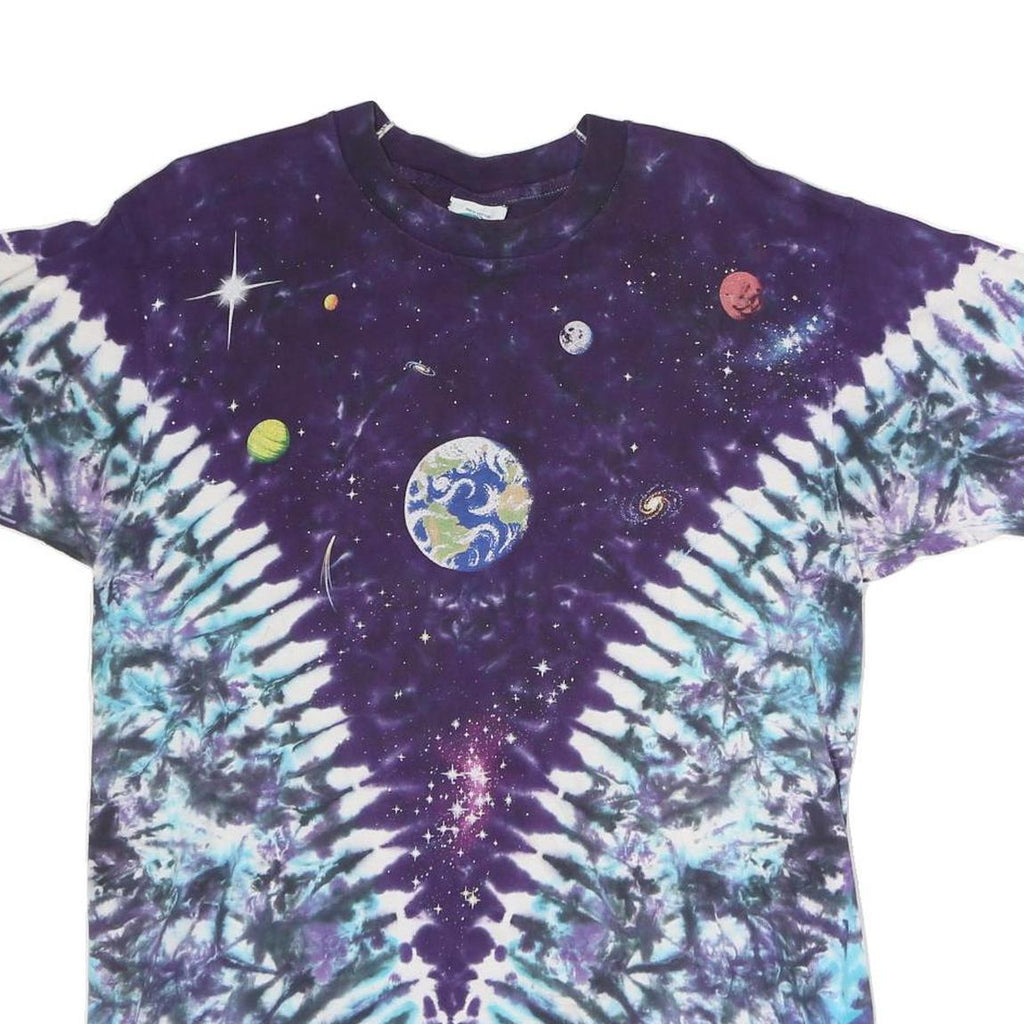 LIQUID BLUE Mens Blue & Purple Graphic T-Shirt L Short Sleeve Crew Neck Cosmic