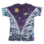 LIQUID BLUE Mens Blue & Purple Graphic T-Shirt L Short Sleeve Crew Neck Cosmic