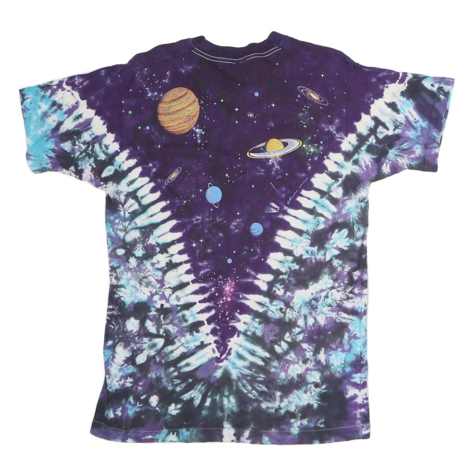 LIQUID BLUE Mens Blue & Purple Graphic T-Shirt L Short Sleeve Crew Neck Cosmic