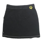 VANS Womens Black Cotton Mini Skirt Plain S Zip Pockets Floral Embroidered