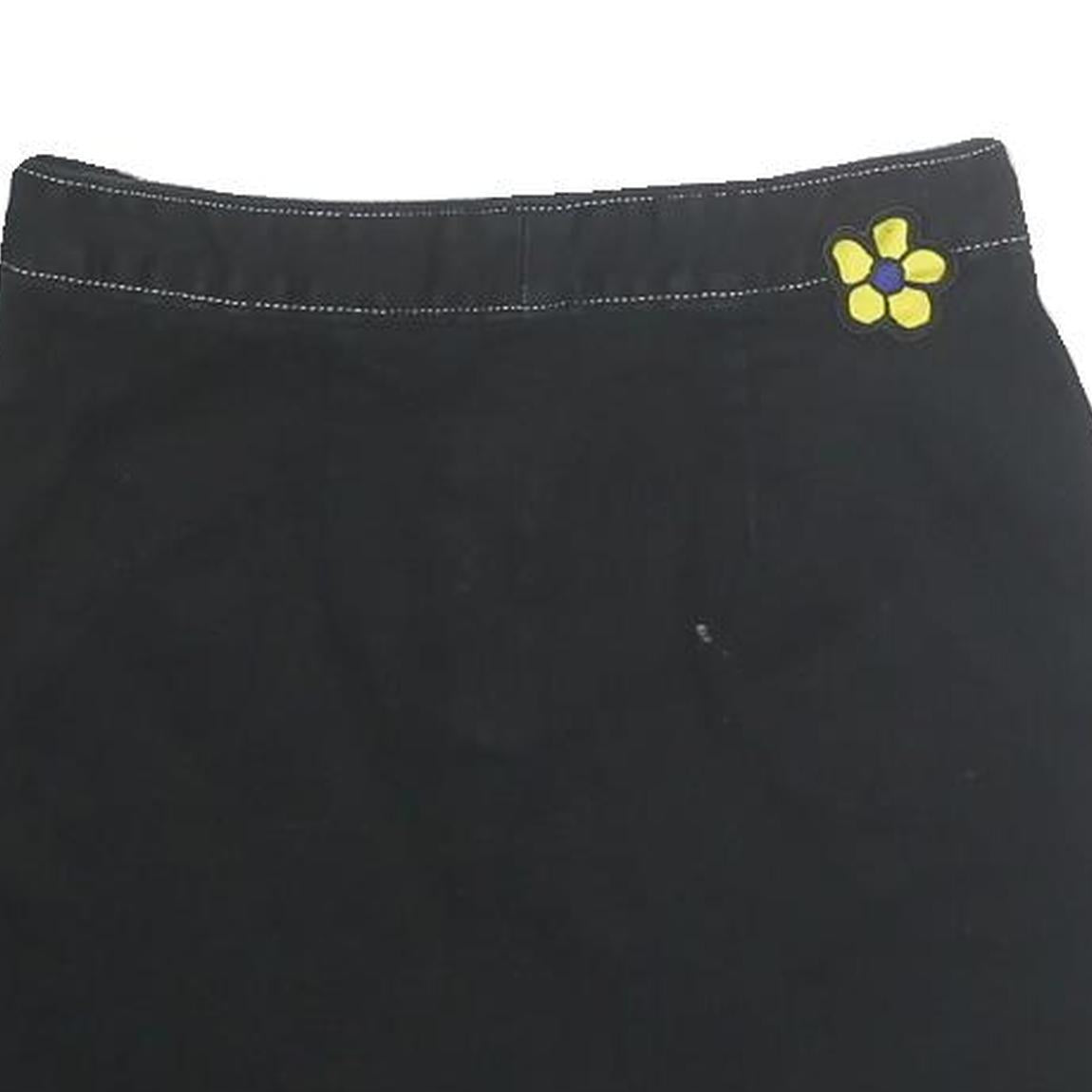 VANS Womens Black Cotton Mini Skirt Plain S Zip Pockets Floral Embroidered
