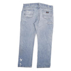 DICKIES Mens Regular Fit Blue Denim Jeans Cotton Blend W40 L32 Workwear Zip