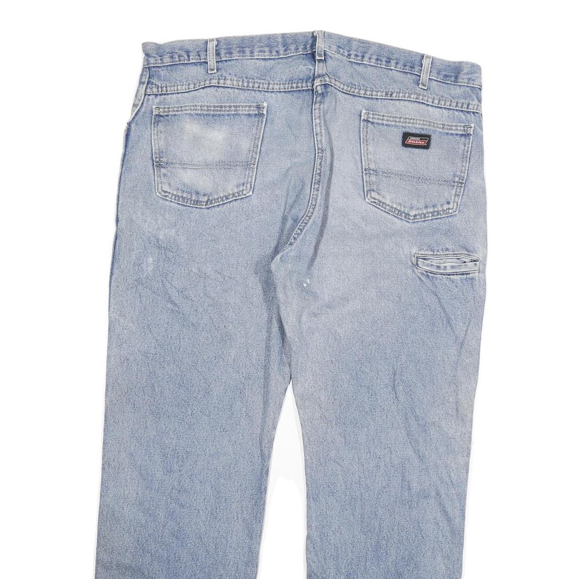 DICKIES Mens Regular Fit Blue Denim Jeans Cotton Blend W40 L32 Workwear Zip