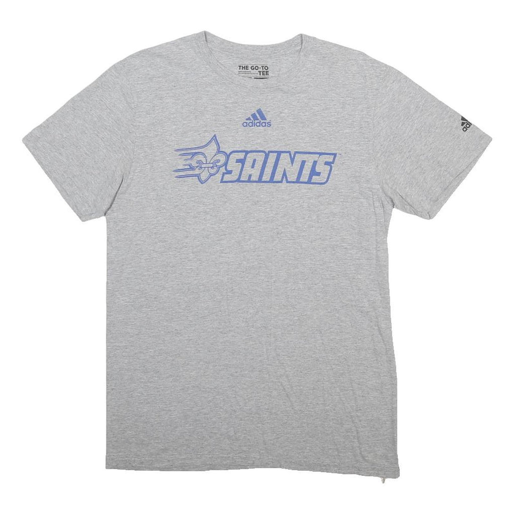 ADIDAS Mens Grey Saints Graphic T-Shirt M Short Sleeve Crew Neck Cotton Blend