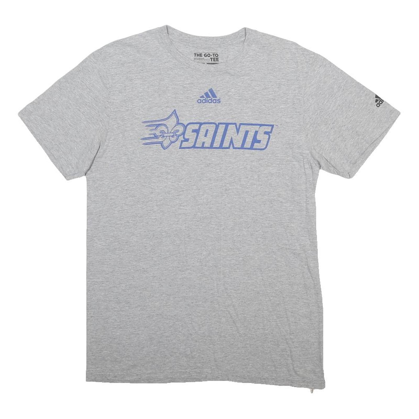 ADIDAS Mens Grey Saints Graphic T-Shirt M Short Sleeve Crew Neck Cotton Blend