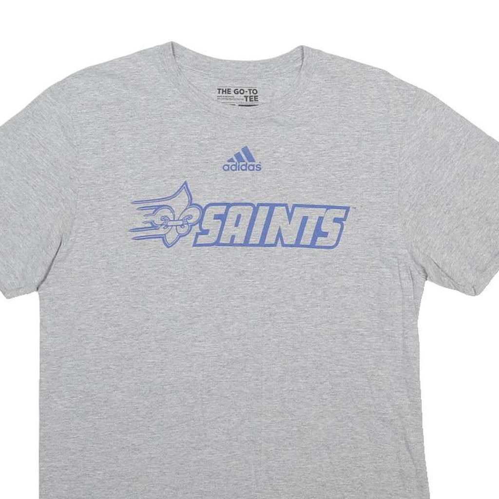 ADIDAS Mens Grey Saints Graphic T-Shirt M Short Sleeve Crew Neck Cotton Blend