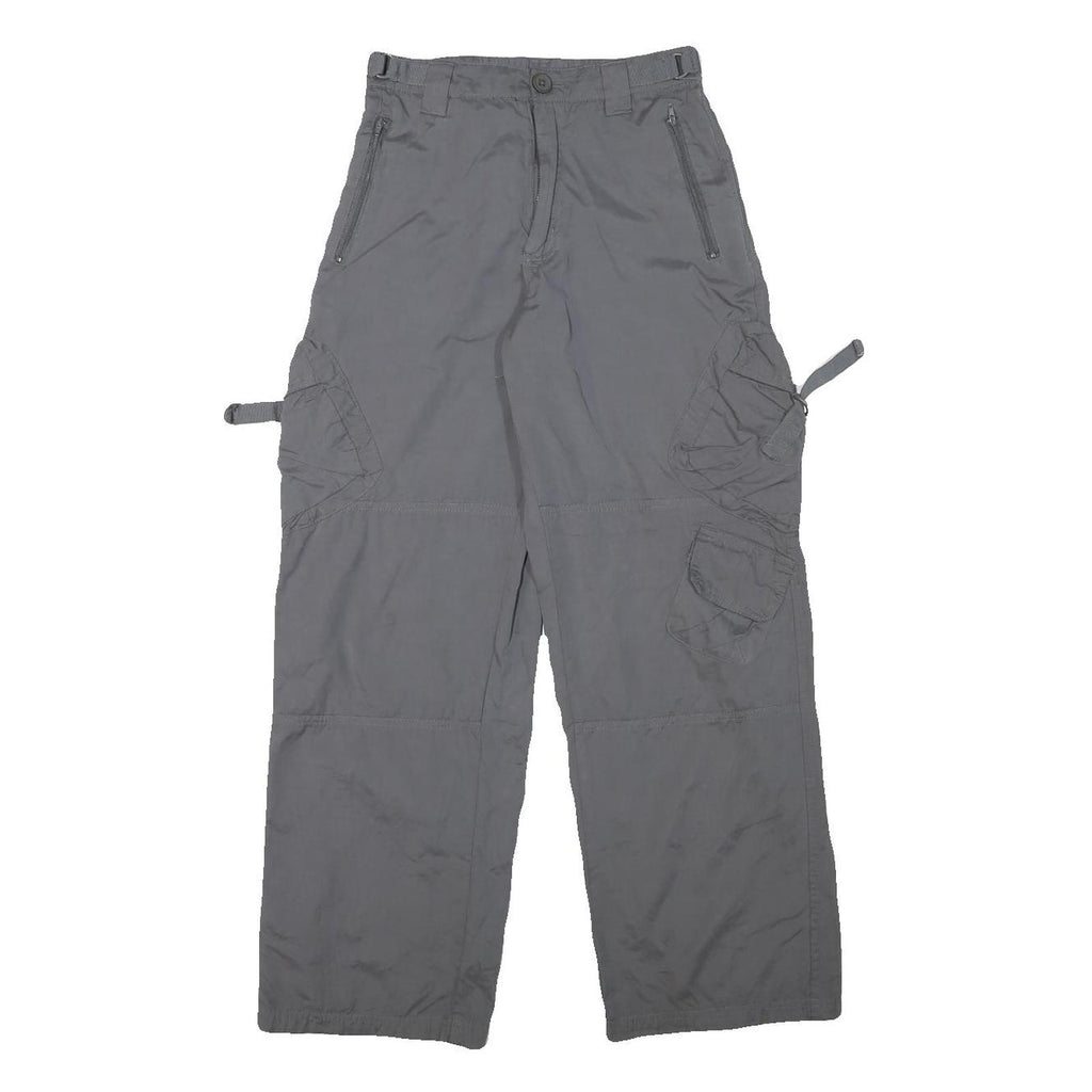 Mens Polyester Blend Grey Relaxed Cargo Trousers W25 L28 Casual Workwear Zip