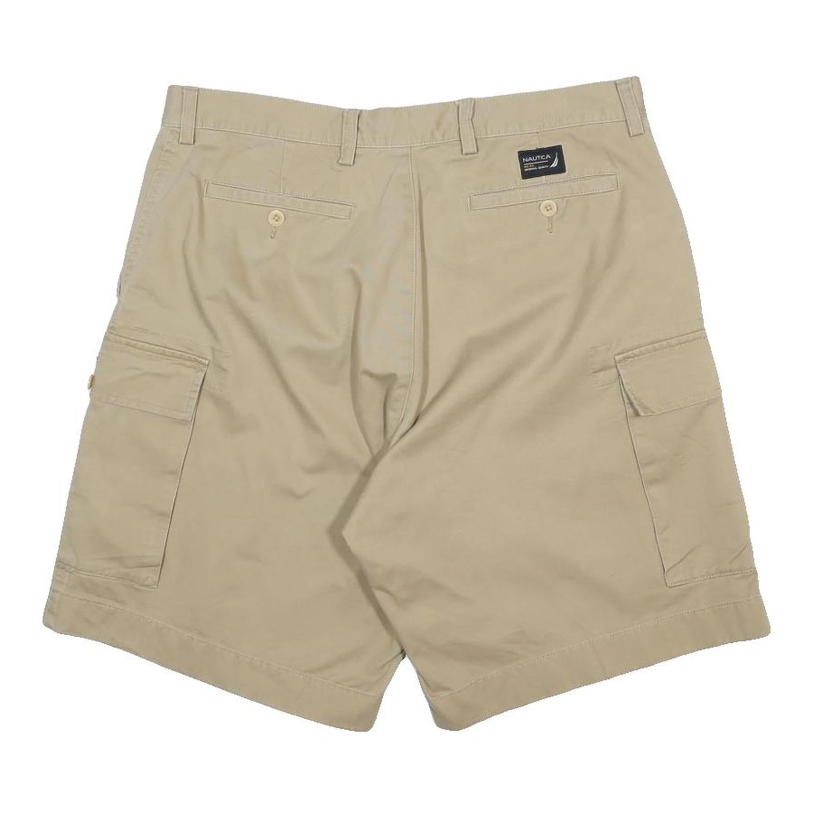 NAUTICA Mens Shorts Beige Cargo Plain L W36 Classic Cotton Comfortable