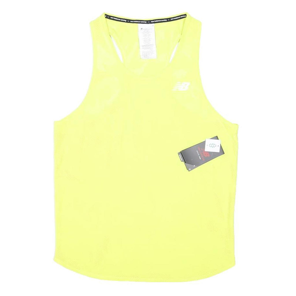 NEW BALANCE Womens Yellow Sports Top Sleeveless Round Neck S Running Fitness