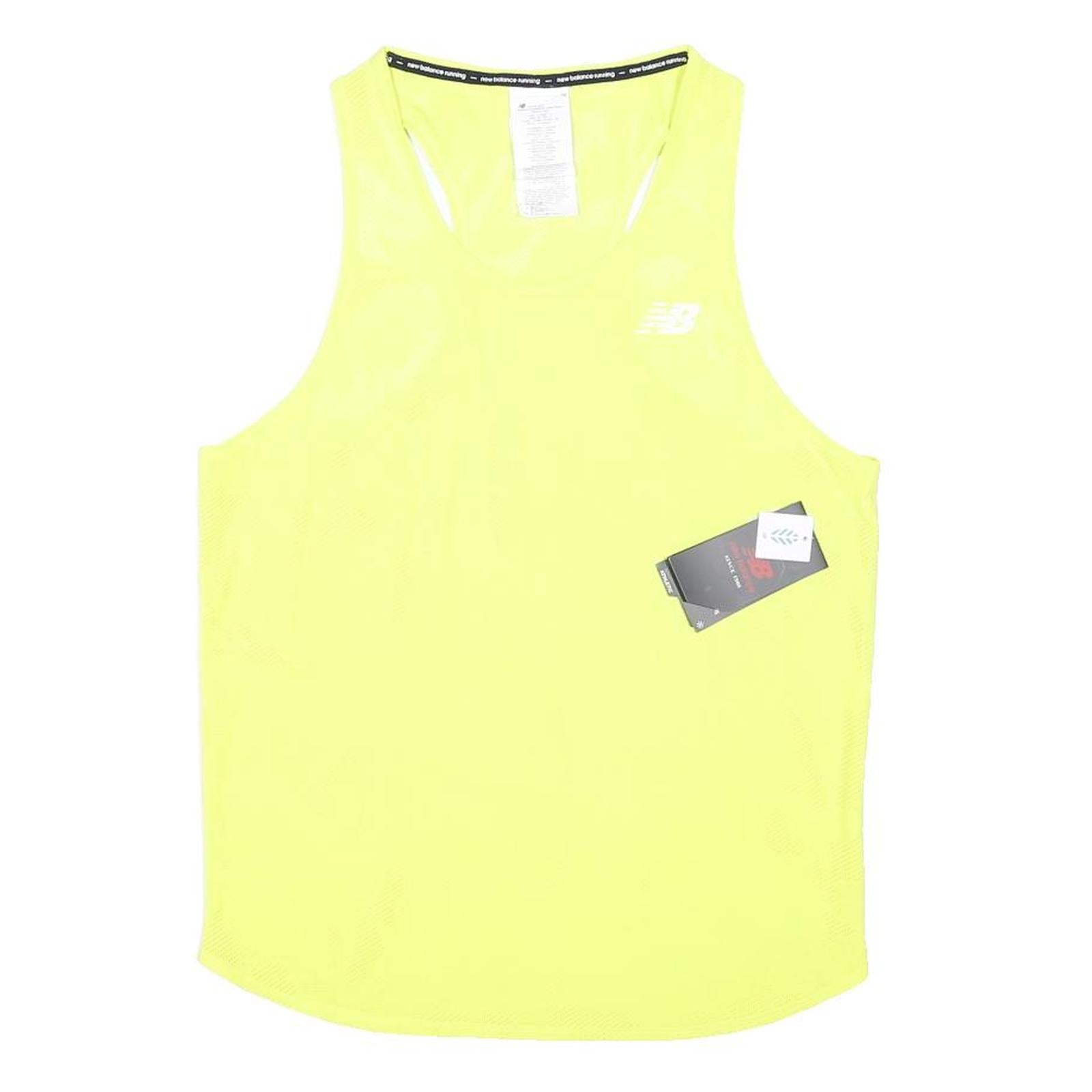 NEW BALANCE Womens Yellow Sports Top Sleeveless Round Neck S Running Fitness