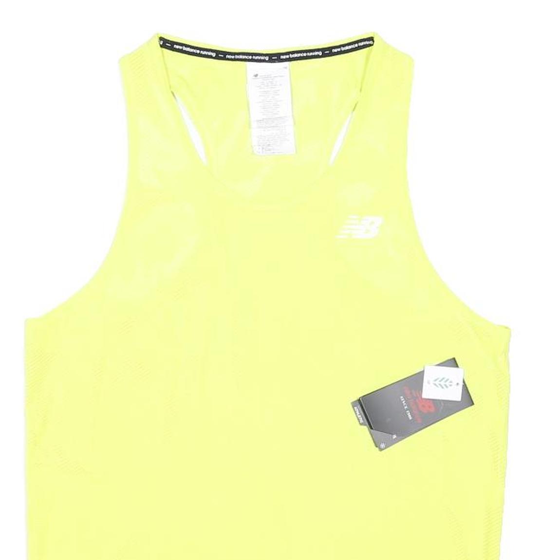 NEW BALANCE Womens Yellow Sports Top Sleeveless Round Neck S Running Fitness