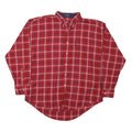 CHAPS Mens Red Plaid Shirt XL Classic Button-Down Cotton Blend Long Sleeve
