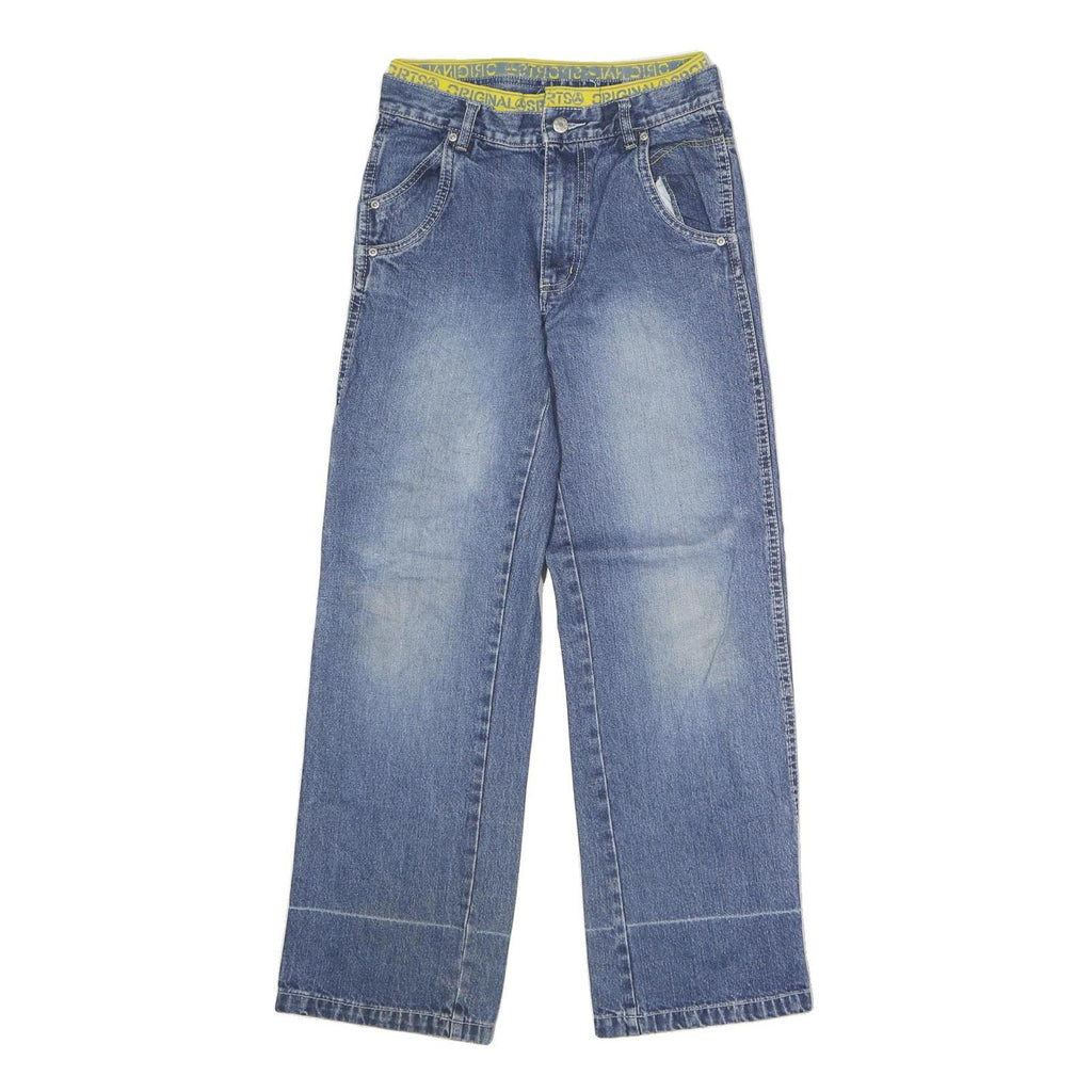 KIKSTAR Womens Blue Regular Fit Straight Denim Medium Wash Jeans W26 L26 Yellow