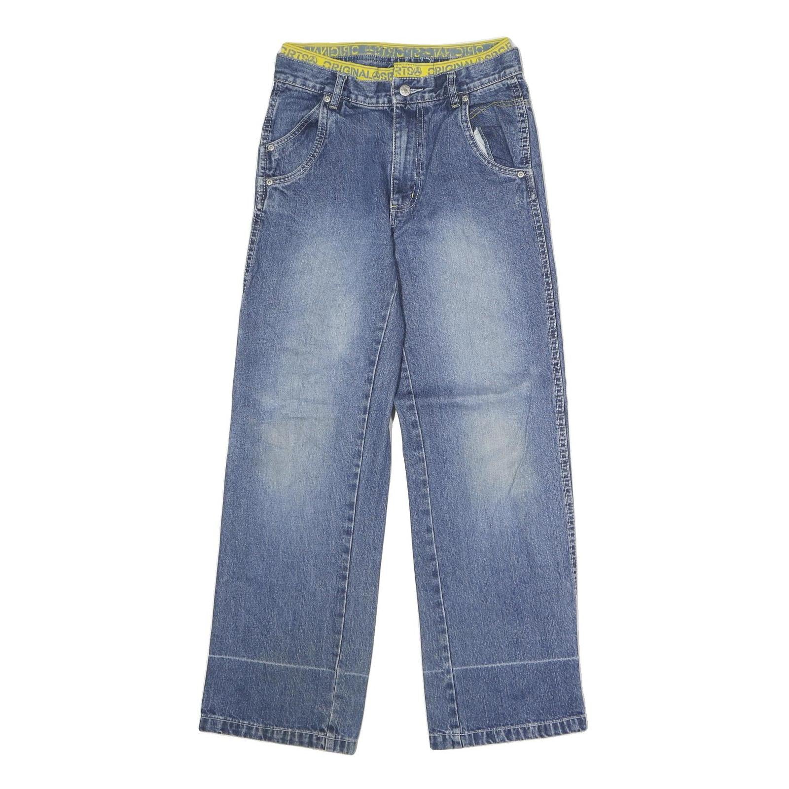 KIKSTAR Womens Blue Regular Fit Straight Denim Medium Wash Jeans W26 L26 Yellow