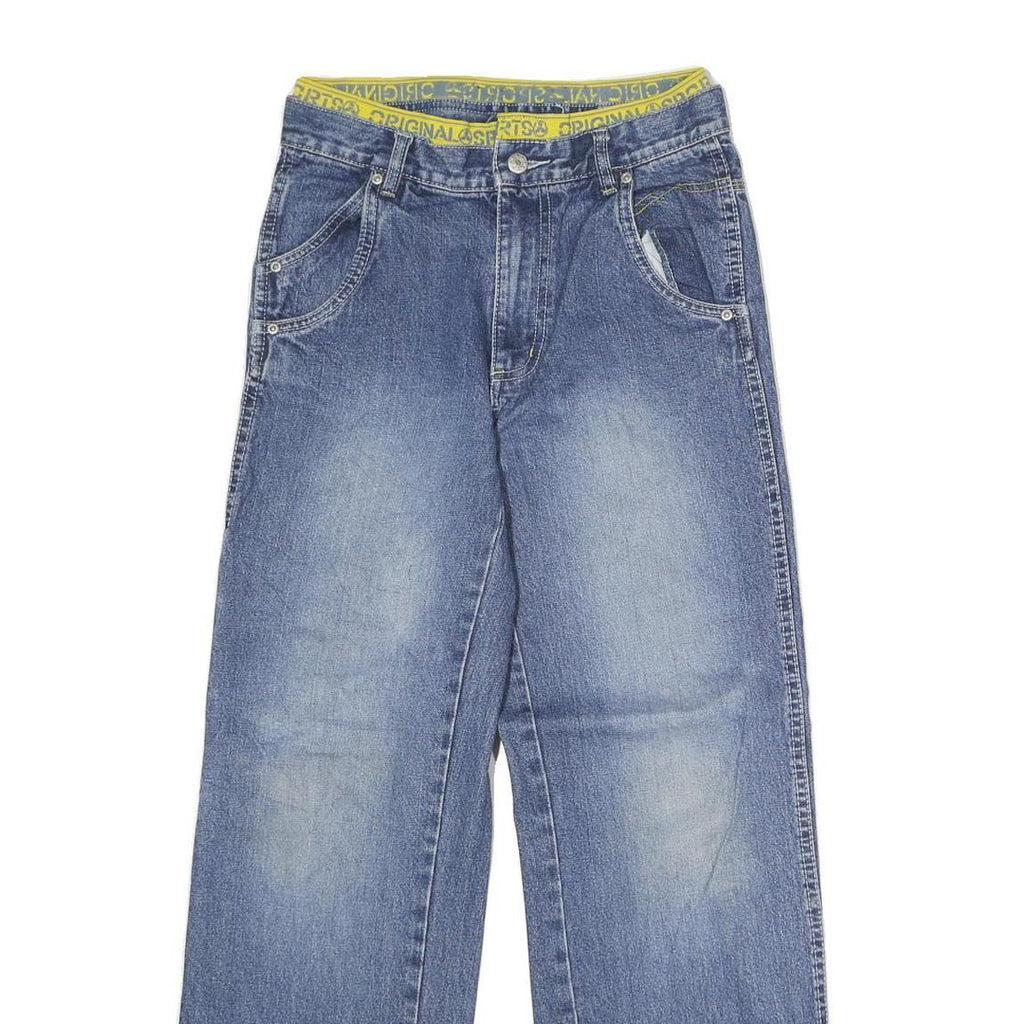 KIKSTAR Womens Blue Regular Fit Straight Denim Medium Wash Jeans W26 L26 Yellow