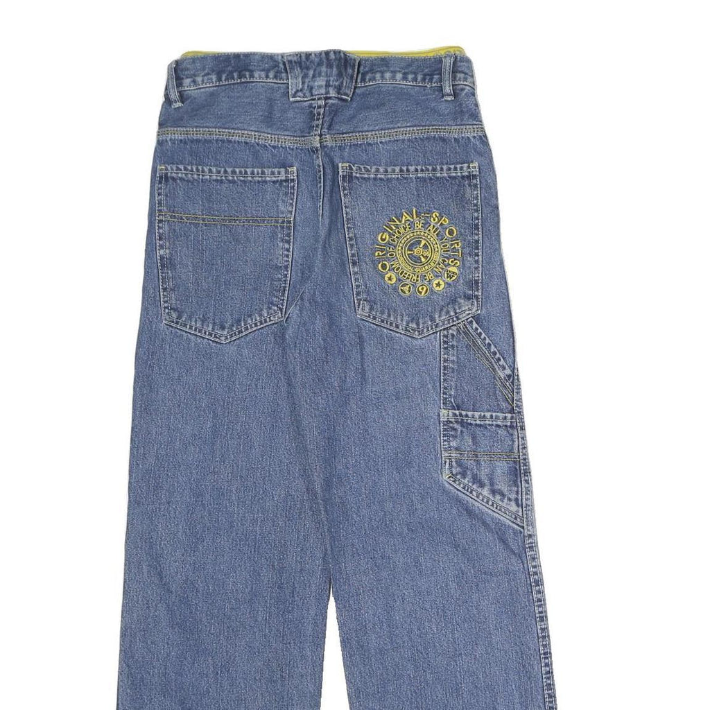 KIKSTAR Womens Blue Regular Fit Straight Denim Medium Wash Jeans W26 L26 Yellow