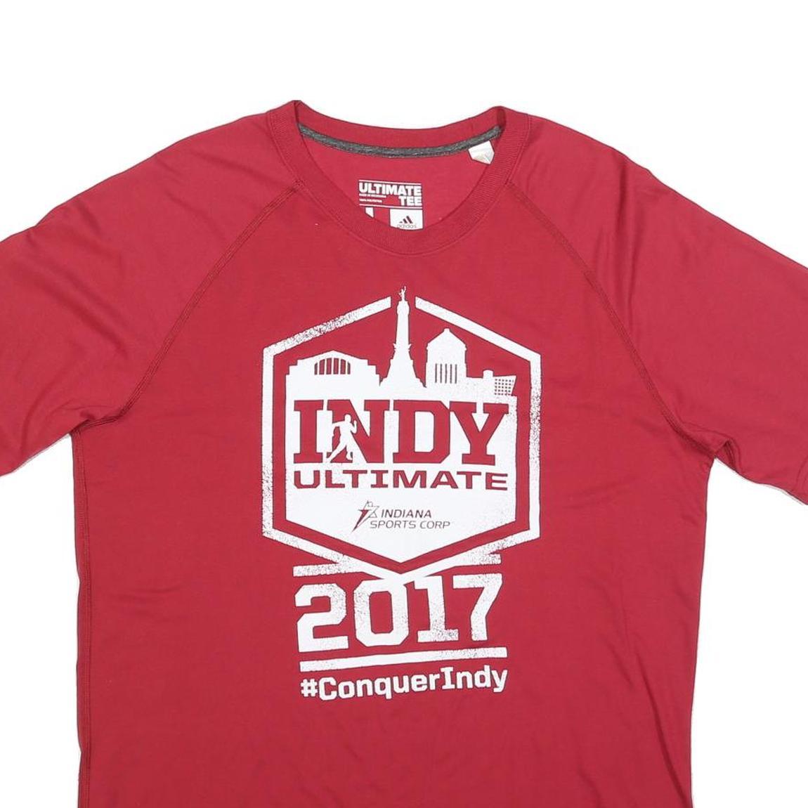 ADIDAS Mens Red Indy Ultimate 2017 Graphic T-Shirt L Crew Neck Short Sleeve