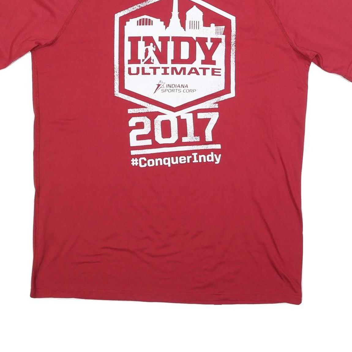 ADIDAS Mens Red Indy Ultimate 2017 Graphic T-Shirt L Crew Neck Short Sleeve