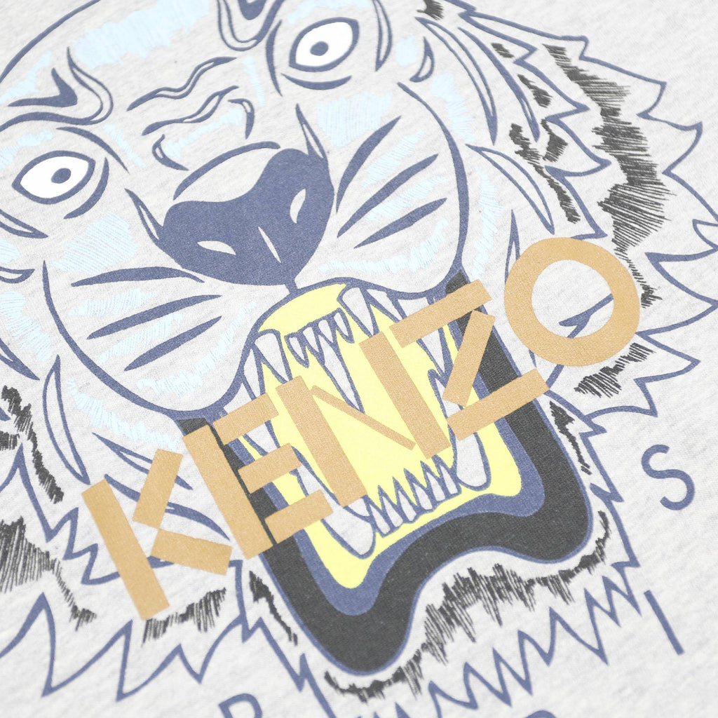 KENZO Mens Grey Graphic T-Shirt S Short Sleeve Crew Neck Cotton Paris
