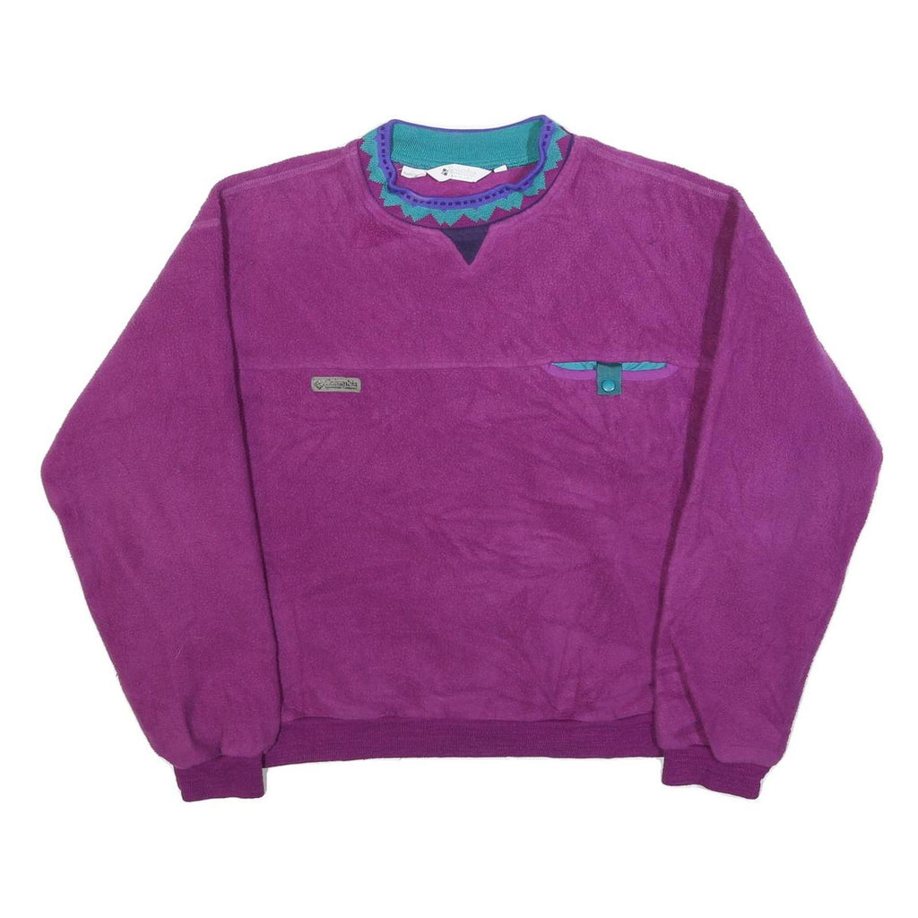 COLUMBIA Womens Purple Patterned Jumper Crew Neck Basic Knit L Outdoor Fleece