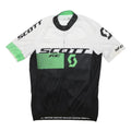 SCOTT Mens White & Green Cycling T-Shirt L Short Sleeve Zip Neck Performance