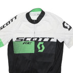 SCOTT Mens White & Green Cycling T-Shirt L Short Sleeve Zip Neck Performance