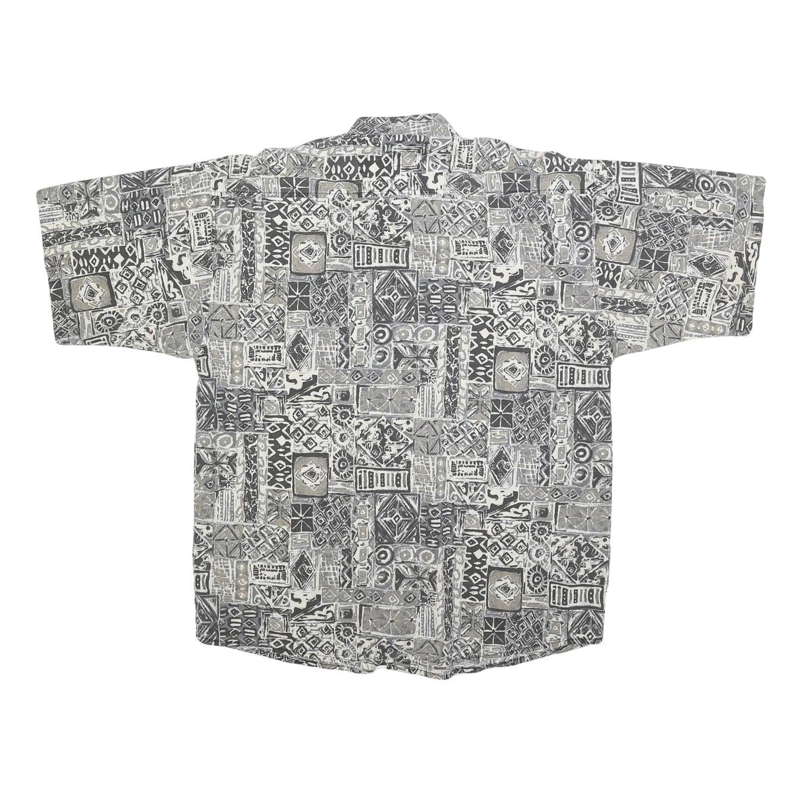 MAXX Mens Grey Patterned Casual Shirt S Cotton Short Sleeve Button Collar