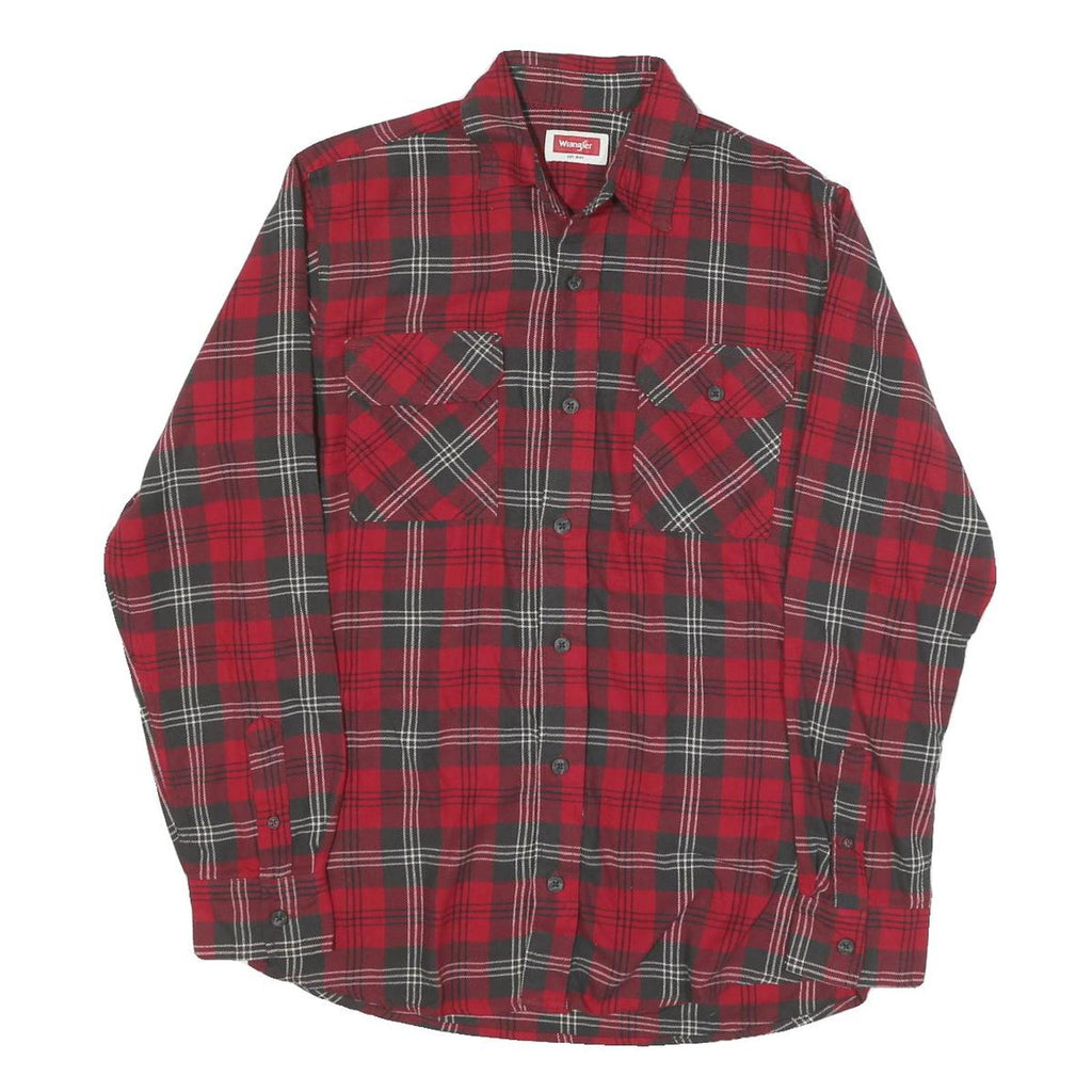 WRANGLER Mens Red & Black Plaid Cotton Blend Shirt S Classic Fit Casual Workwear