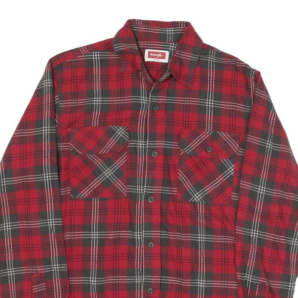 WRANGLER Mens Red & Black Plaid Cotton Blend Shirt S Classic Fit Casual Workwear