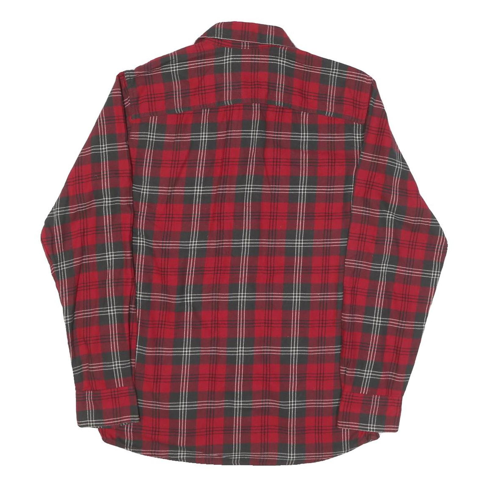 WRANGLER Mens Red & Black Plaid Cotton Blend Shirt S Classic Fit Casual Workwear