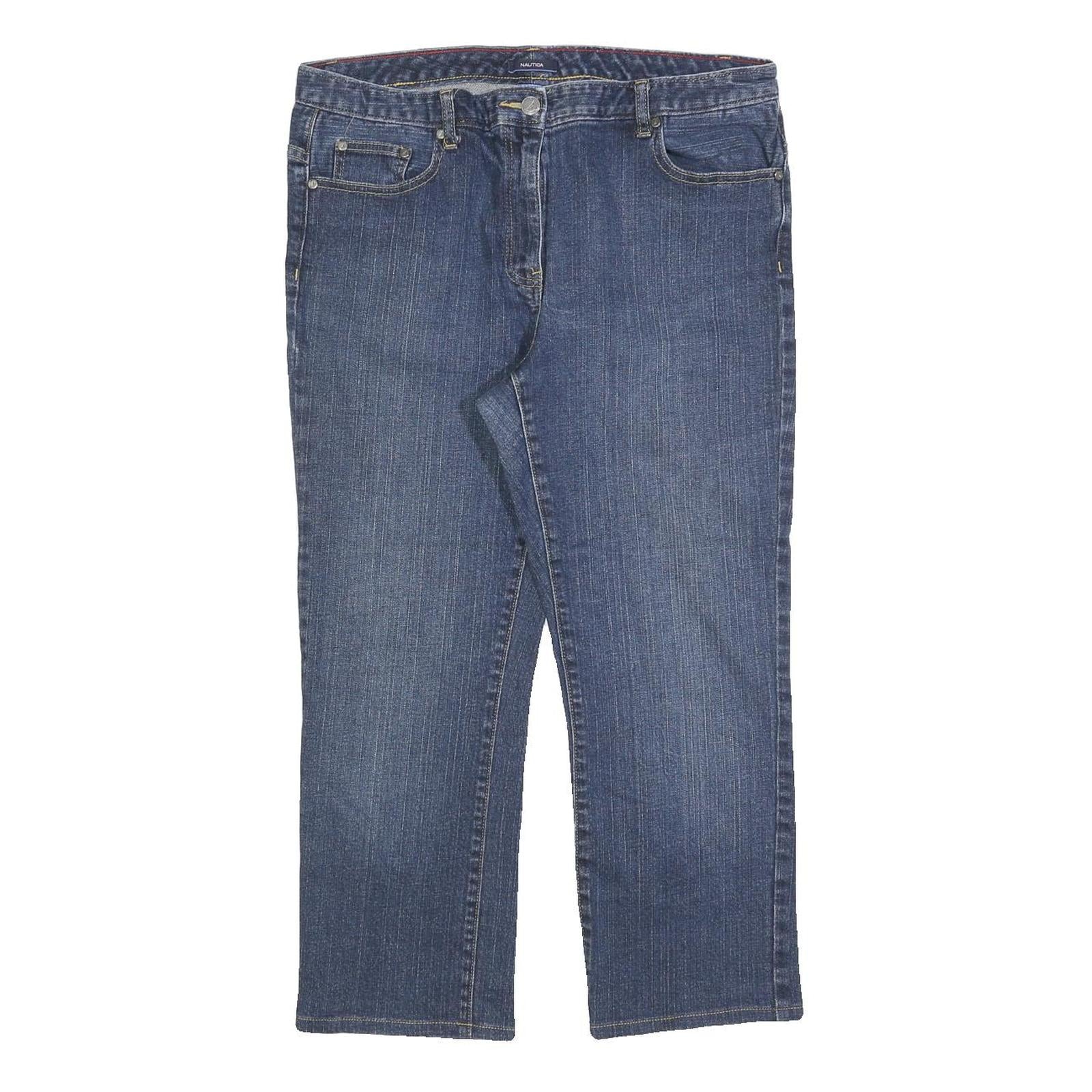 NAUTICA Womens Jeans Blue Regular Straight Denim Medium W34 L24 Zip Cotton Blend