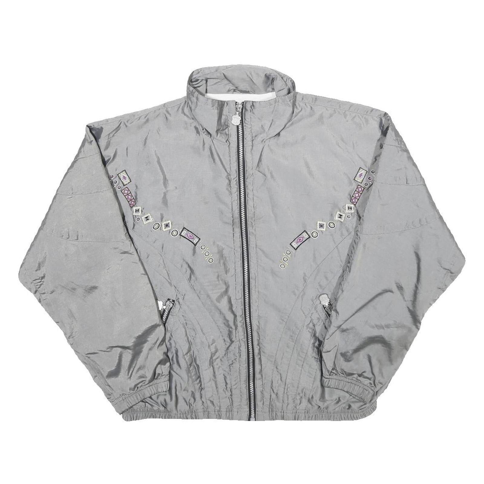 KAELIN Womens Grey Nylon Jacket S Zip Plain Lightweight Polyester