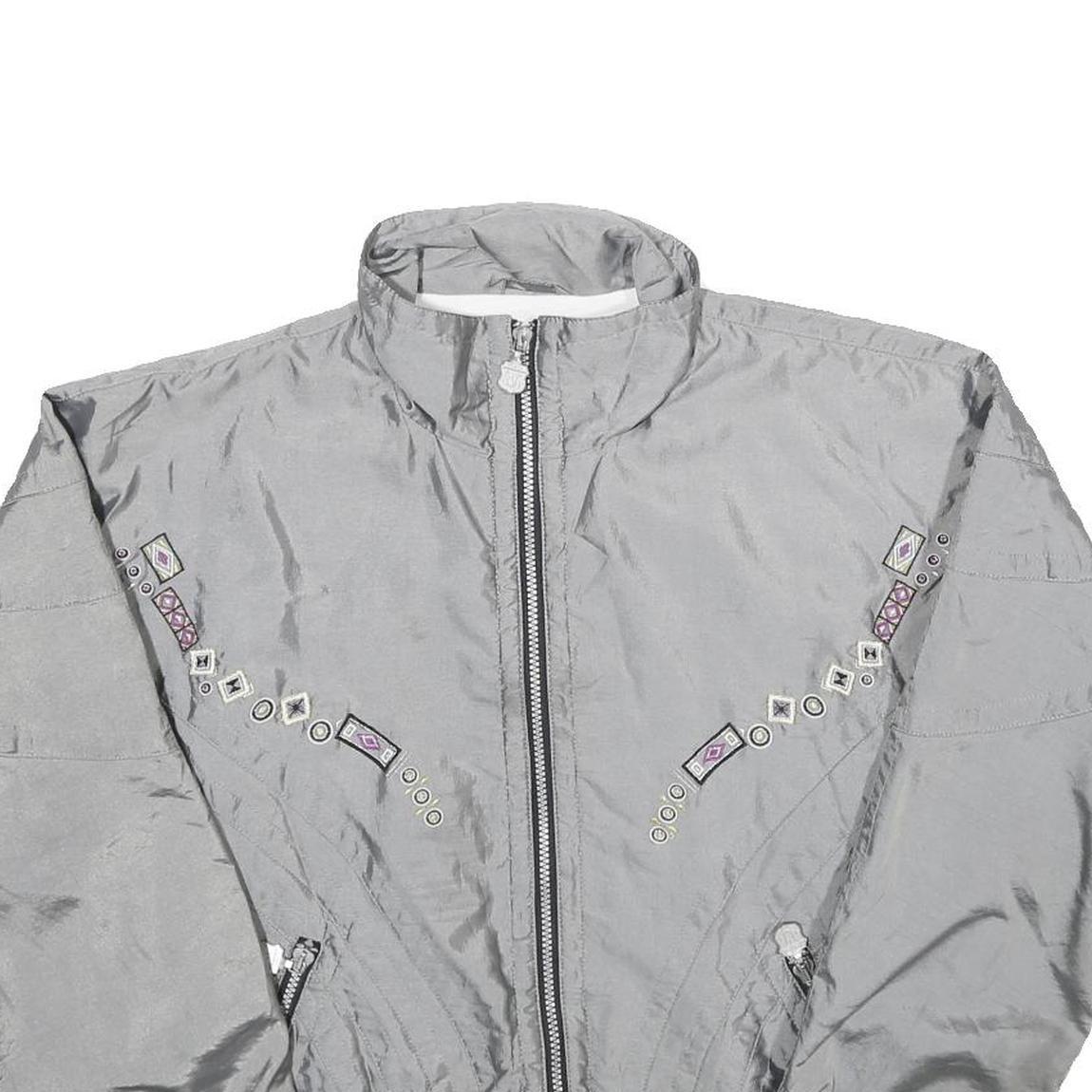 KAELIN Womens Grey Nylon Jacket S Zip Plain Lightweight Polyester