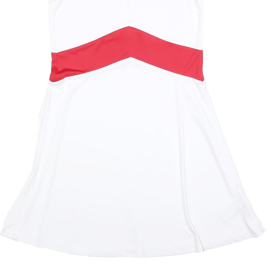 FILA Womens White & Red Sports Dress Polyester Sleeveless V-Neck S Athletic