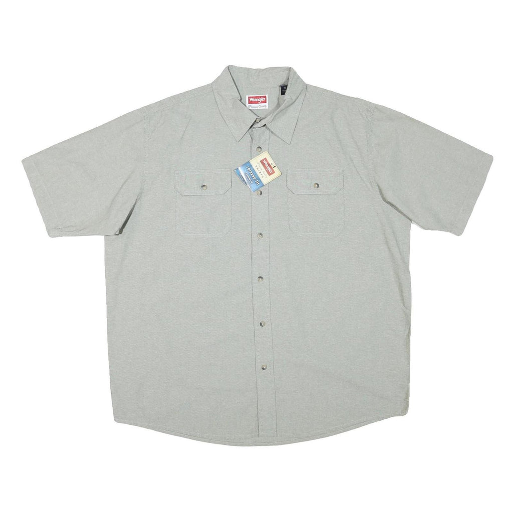 WRANGLER Mens Grey Cotton Blend Shirt XL Casual Button Down Pocket