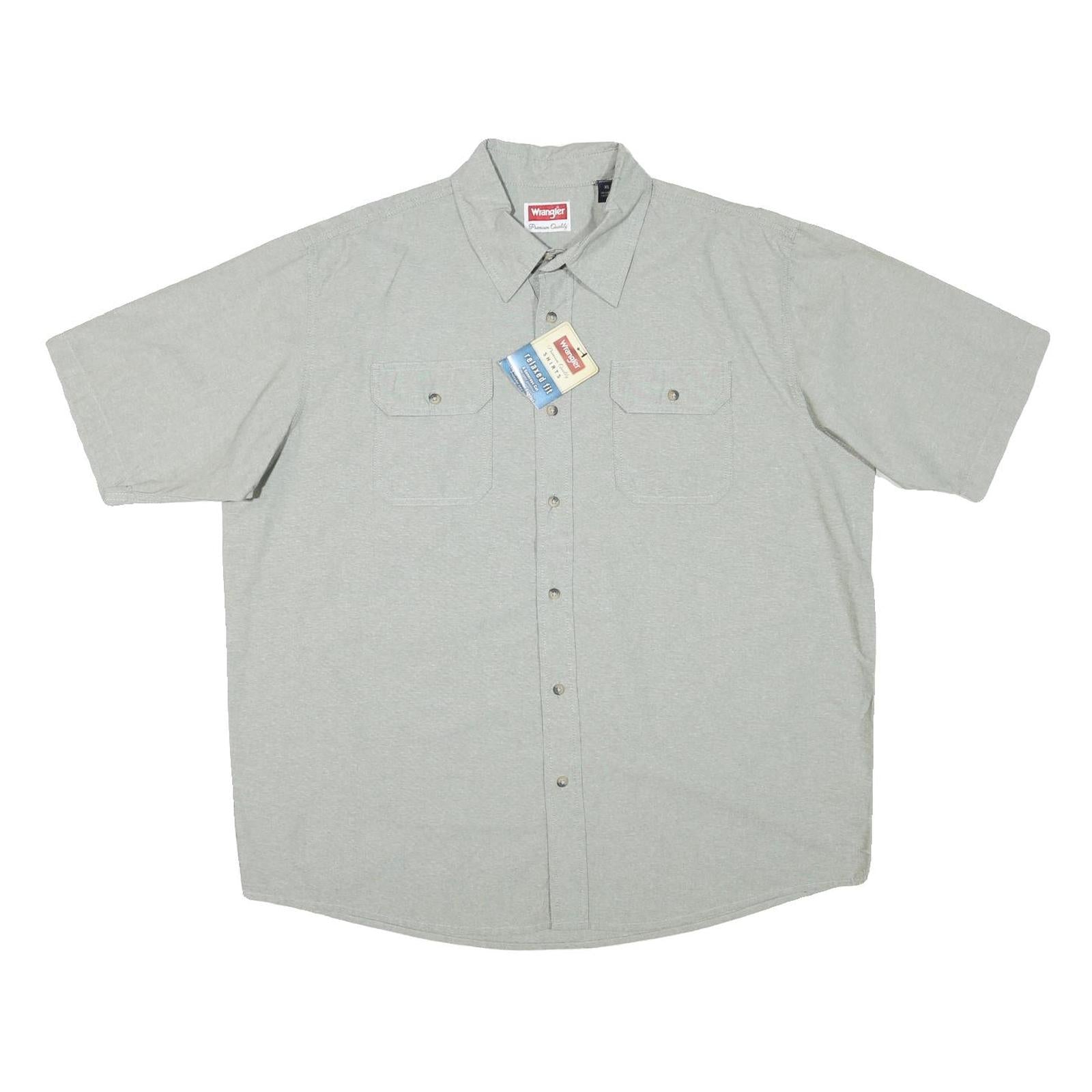 WRANGLER Mens Grey Cotton Blend Shirt XL Casual Button Down Pocket