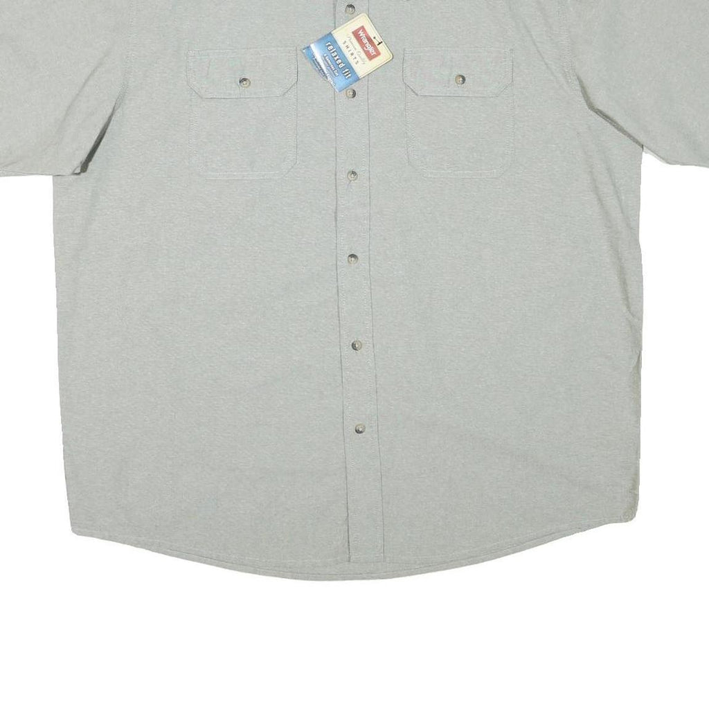 WRANGLER Mens Grey Cotton Blend Shirt XL Casual Button Down Pocket