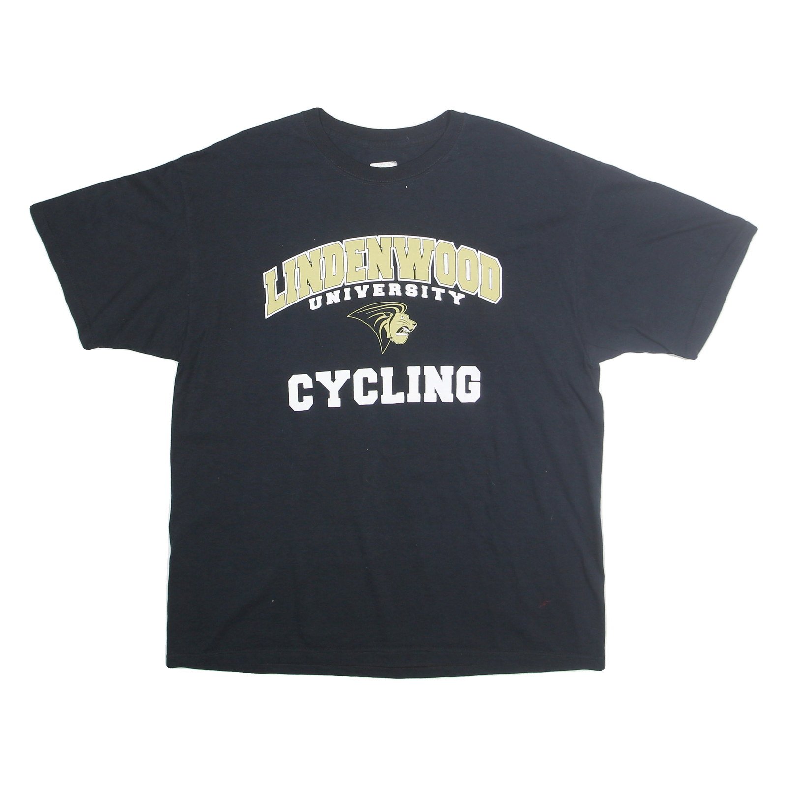 Russsel Mens Black Lindenwood University Cycling Graphic T-Shirt XL Crew Neck