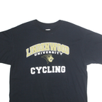 Russsel Mens Black Lindenwood University Cycling Graphic T-Shirt XL Crew Neck