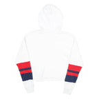 FILA Womens White Red & Navy Logo Hooded Pullover S Crop Hoodie