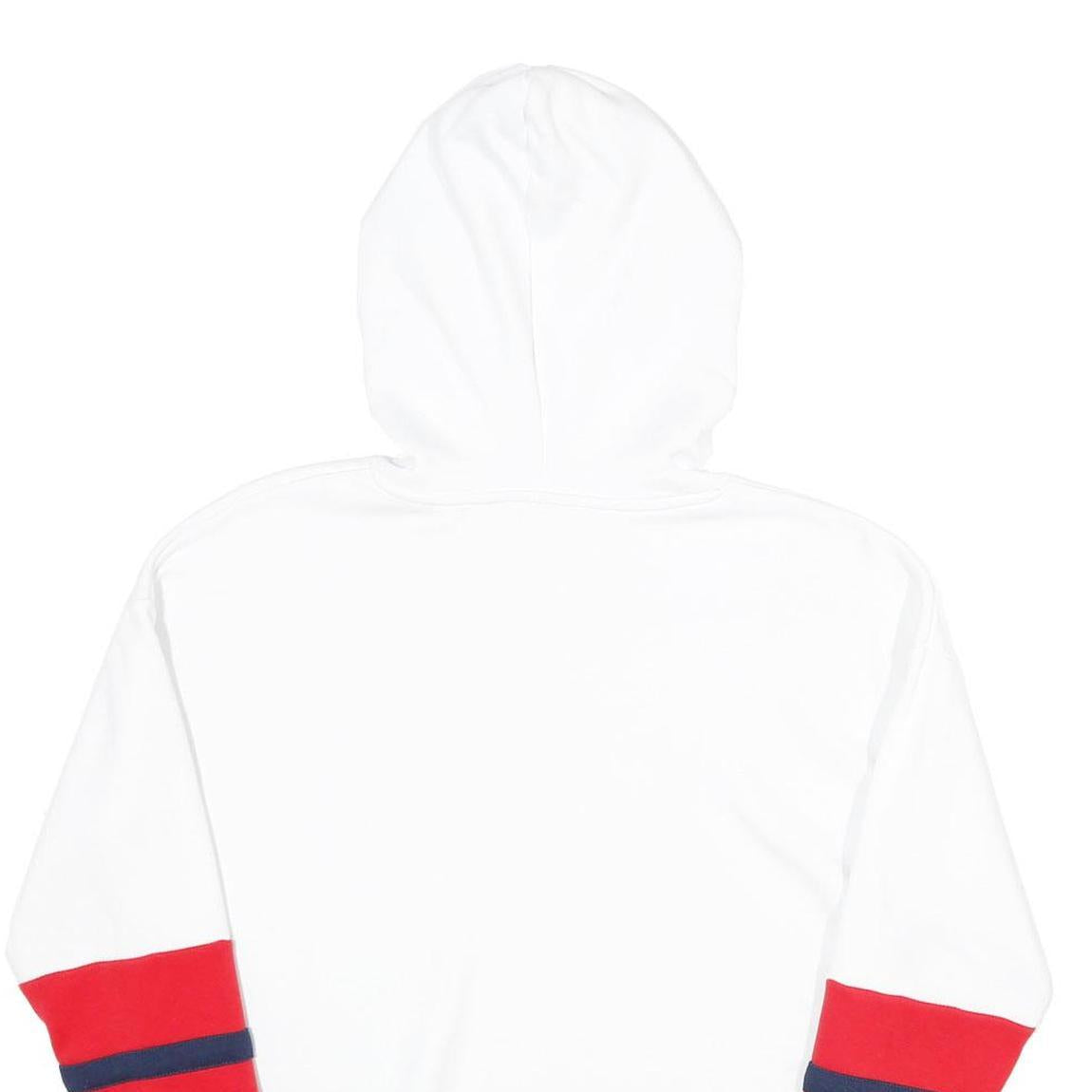 FILA Womens White Red & Navy Logo Hooded Pullover S Crop Hoodie