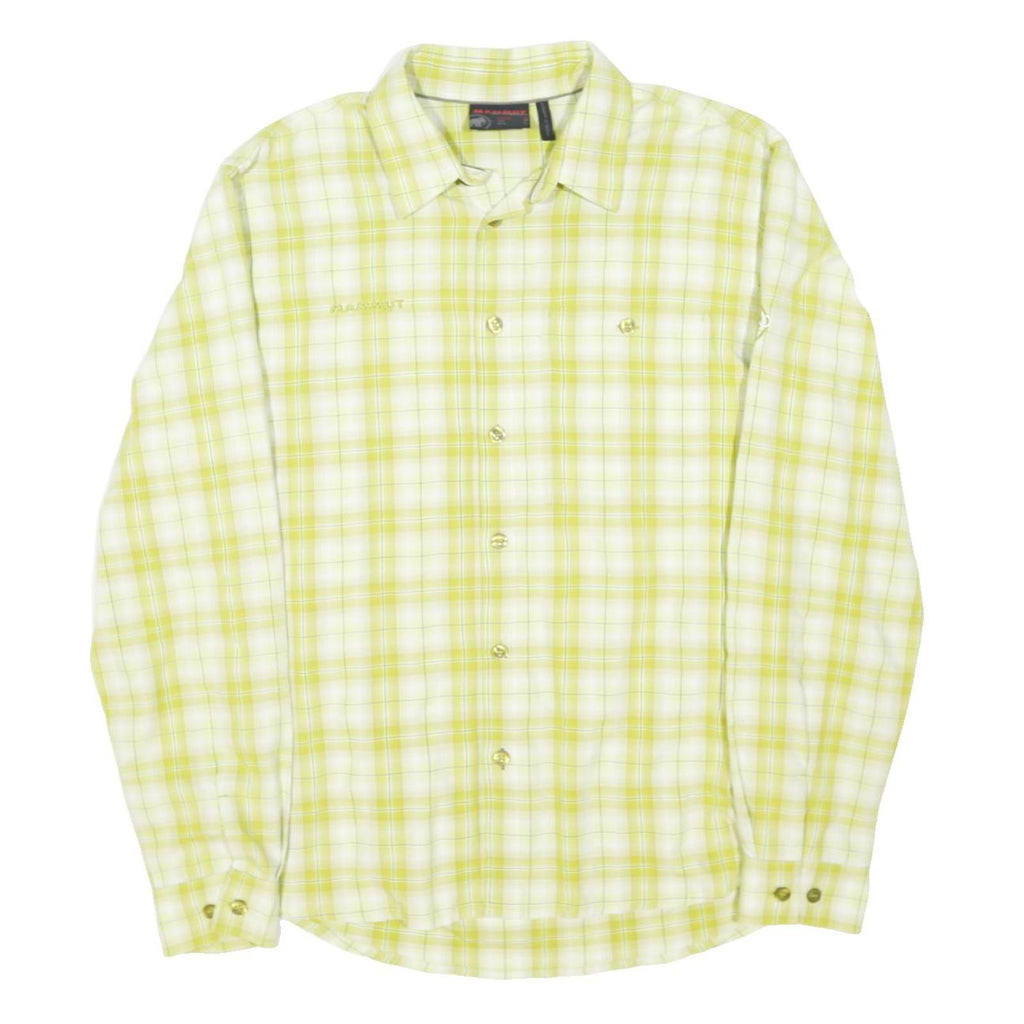 MAMMUT Mens Yellow & White Checked Shirt M Lightweight Outdoor Polyamide Blend