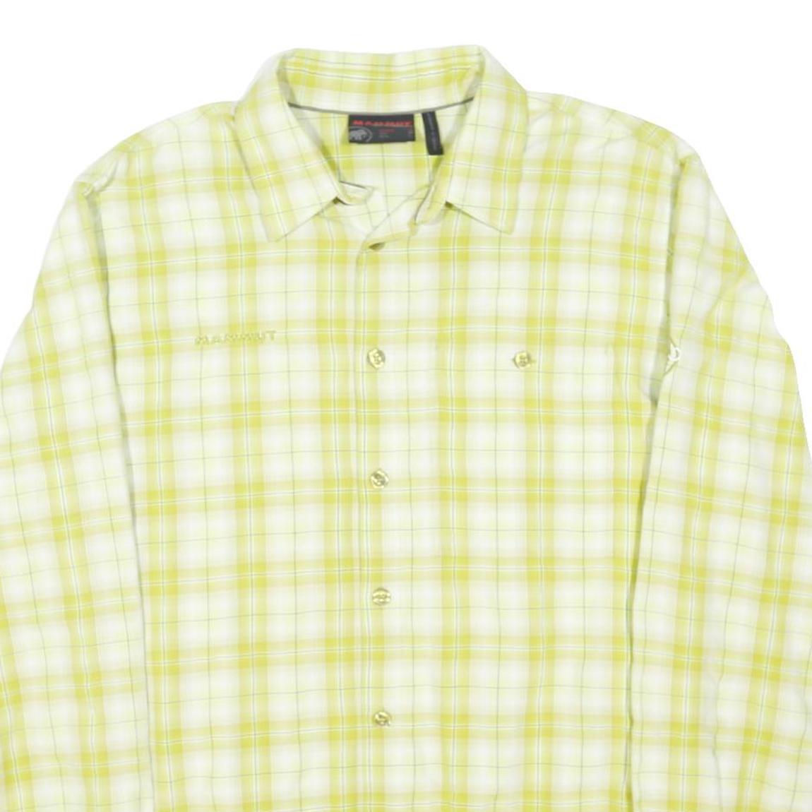 MAMMUT Mens Yellow & White Checked Shirt M Lightweight Outdoor Polyamide Blend