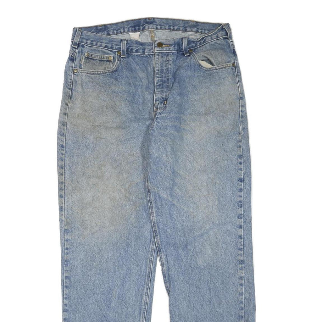 CARHARTT Mens Jeans Blue Regular Straight Denim Medium W38 L34 Classic Zip