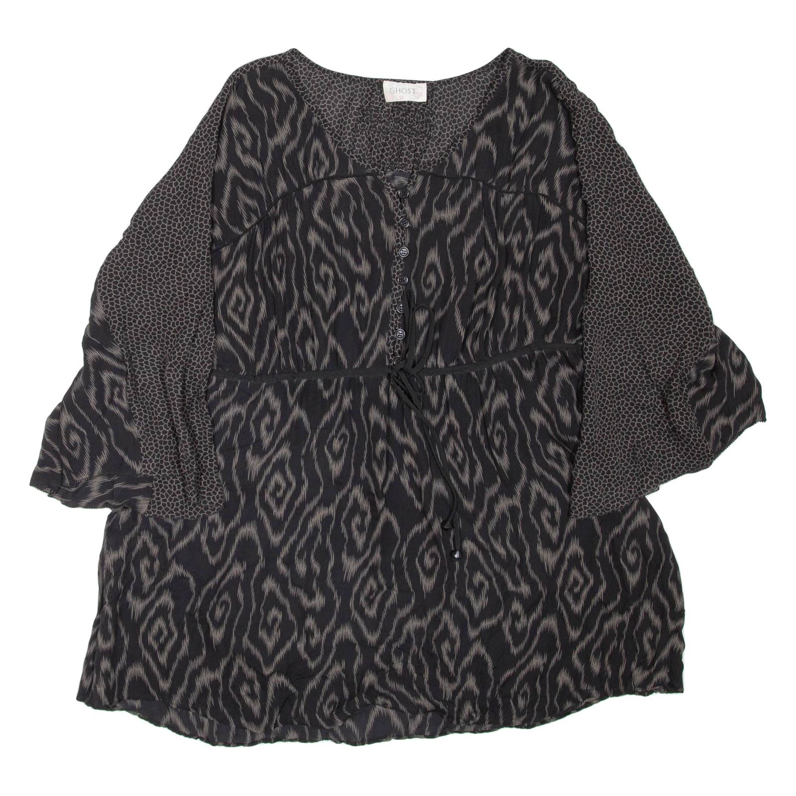 GHOST Womens Printed Blouse Black Crazy Pattern L