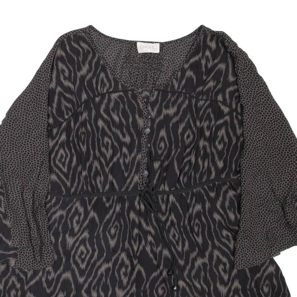 GHOST Womens Printed Blouse Black Crazy Pattern L