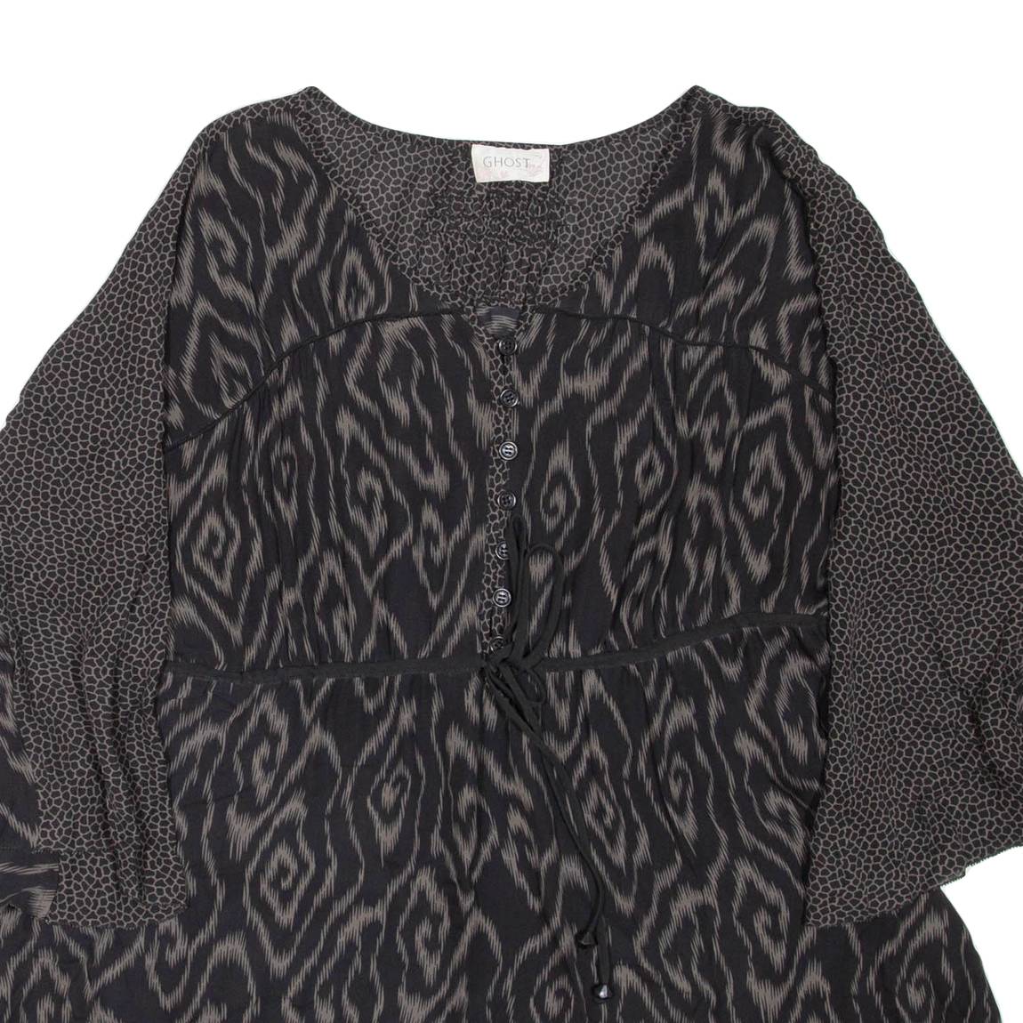 GHOST Womens Printed Blouse Black Crazy Pattern L