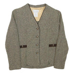 MISS DORHY Womens Brown & Cream Textured Jacket S Polyester Blend Button Closure