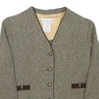 MISS DORHY Womens Brown & Cream Textured Jacket S Polyester Blend Button Closure