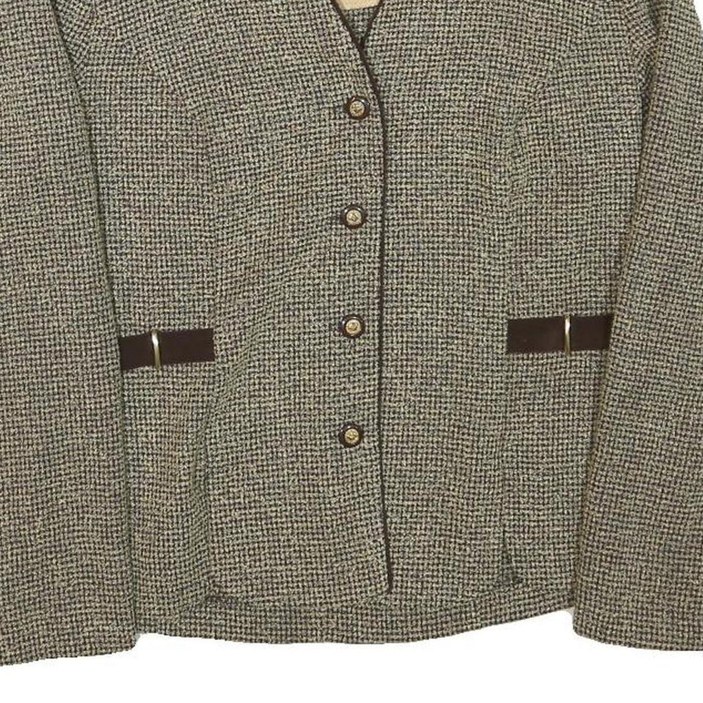 MISS DORHY Womens Brown & Cream Textured Jacket S Polyester Blend Button Closure